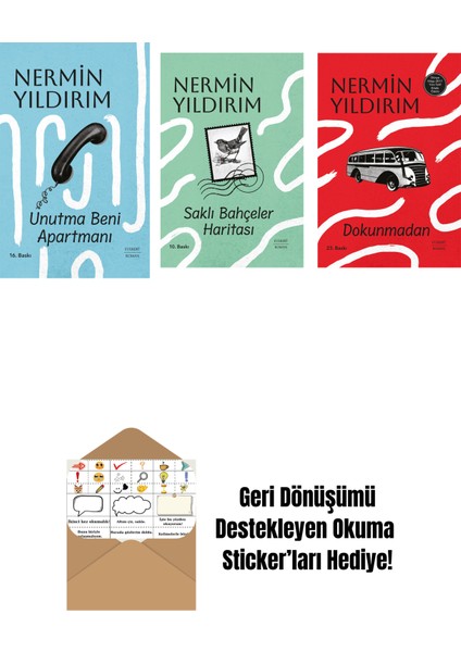 Unutma Beni Apartmanı (Ciltli) + Saklı Bahçeler Haritası (Ciltli) + Dokunmadan (Ciltli) + Okuma Sticker'ları