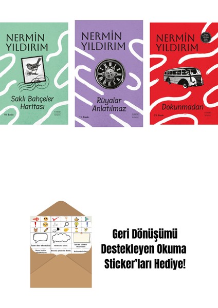 Saklı Bahçeler Haritası (Ciltli) + Rüyalar Anlatılmaz (Ciltli) + Dokunmadan (Ciltli) + Okuma Sticker'ları