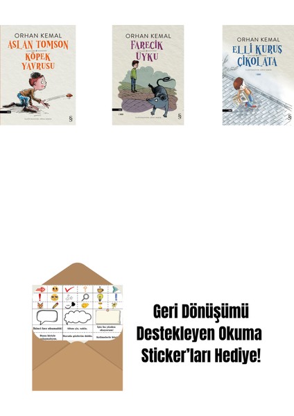 Aslan Tomson - Köpek Yavrusu + Farecik Uyku + Elli Kuruş Çikolata + Okuma Sticker'ları