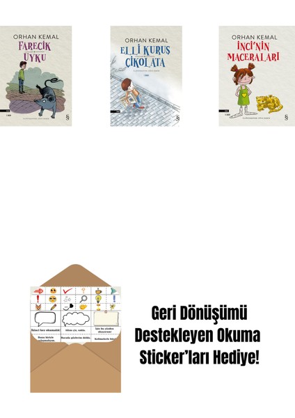 Farecik Uyku + Elli Kuruş Çikolata + Inci'nin Maceraları + Okuma Sticker'ları