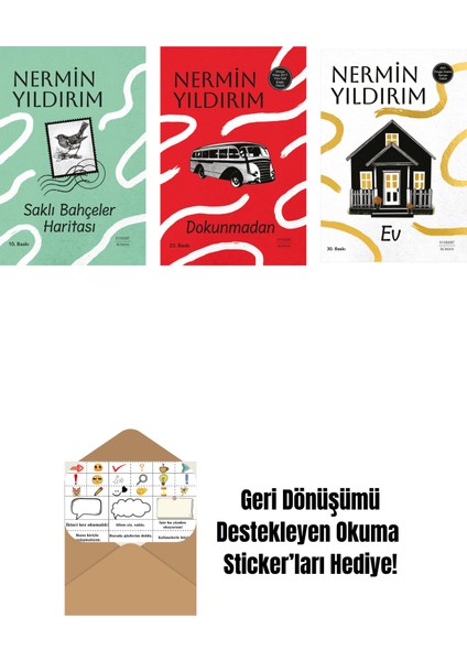 Saklı Bahçeler Haritası (Ciltli) + Dokunmadan (Ciltli) + Ev + Okuma Sticker'ları