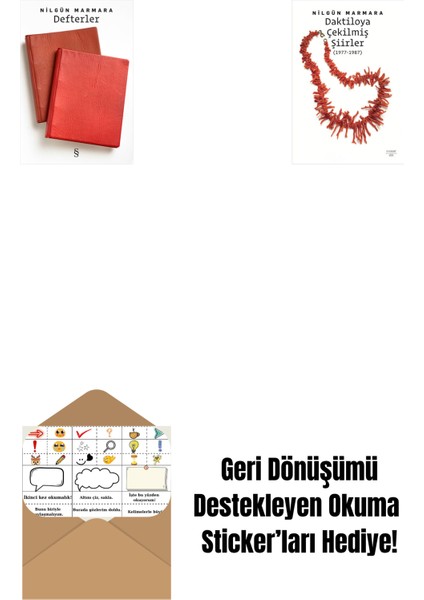 Defterler + Daktiloya Çekilmiş Şiirler + Okuma Sticker'ları
