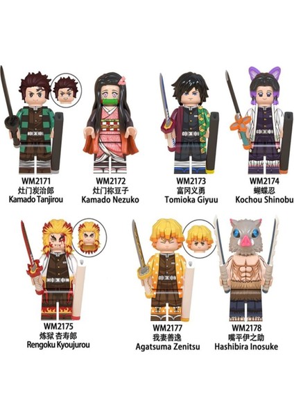 7 Adet Uyumlu Yapı Taşları Anime Street (Demon Slayer) Minifigur