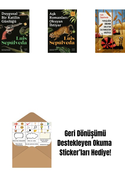 Duygusal Bir Katilin Günlüğü + Aşk Romanları Okuyan Ihtiyar + Yavaşlığın Önemini Anlayan Salyangozun Hikayesi + Okuma Sticker'ları