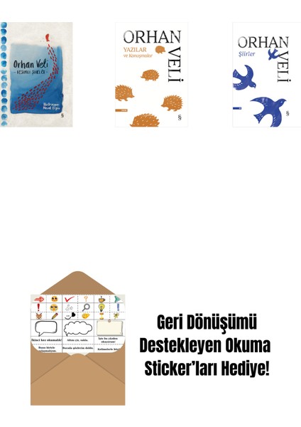 Orhan Veli - Resimli Şiirler (Bez Ciltli) + Yazılar ve Konuşmalar + Şiirler (Ciltli) + Okuma Sticker'ları
