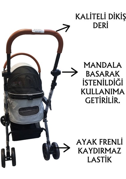 Evcil Hayvan Arabası 76,5X48X99CM Gri Max 15 kg Sptgl