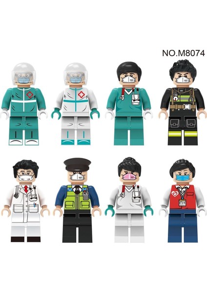 8 Adet Yapı Taşları Uyumlu Doktor Hastane Seti Mini Figür