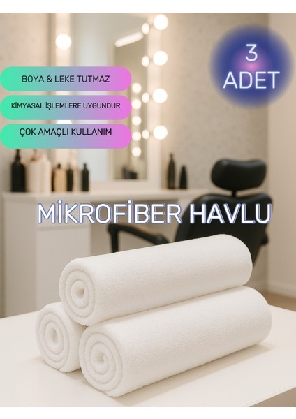 ( 3 Adet ) 50X90CM Mikrofiber Havlu , Berber Havlusu, Kuaför Havlusu, Sporcu Havlusu, El Yüz Havlusu