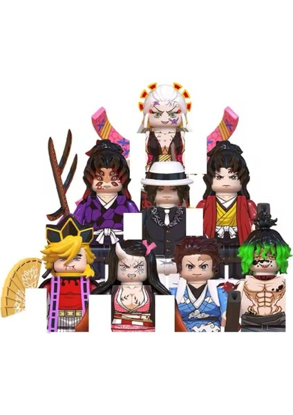 8 Li Mini Figür Anime Yapı Taşları Demon Slayer