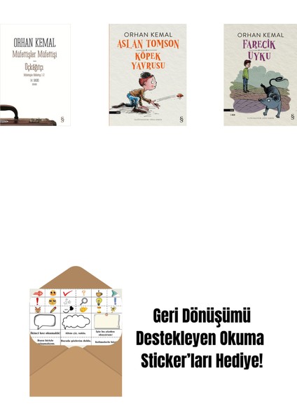 Müfettişler Müfettişi - Üçkâğıtçı (2 Kitap Bir Arada) + Aslan Tomson - Köpek Yavrusu + Farecik Uyku + Okuma Sticker'ları