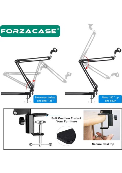 Makas Kol Tasarımlı Ayarlanabilir Masa Tipi Mikrofon Standı 35CM x 35CM - FC1090
