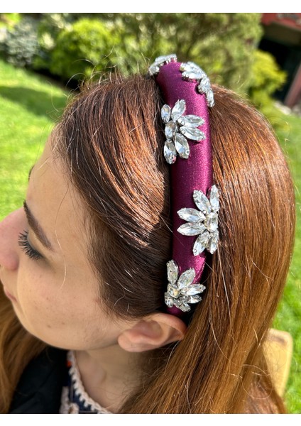 Abiye Kadın Mezuniyet Kına Ince Model Avize Taşlı Mürdüm Taç Saç Aksesuarı fiyatları