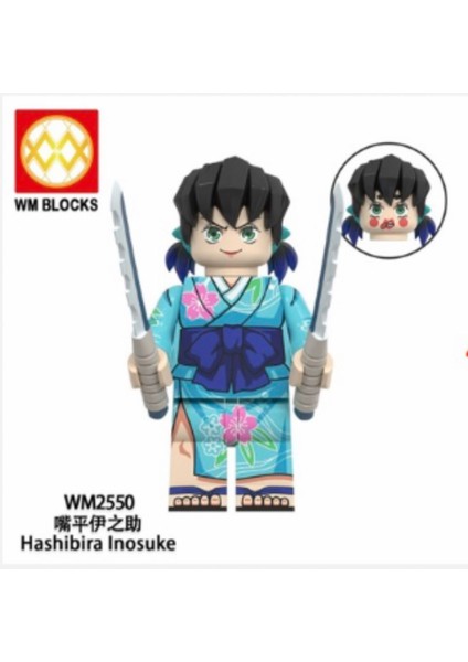 Mini Figür Anime Yapı Taşları Demon Slayer Hashibira Inosuke