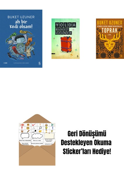 Ah Bir Kedi Olsam! + Yolda + Uyumsuz Defne Kaman'ın Maceraları - Toprak + Okuma Sticker'ları