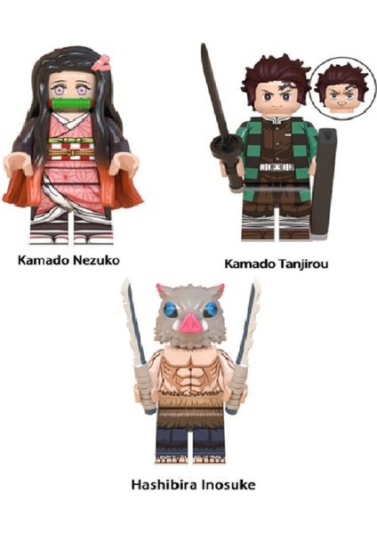 3 Adet Uyumlu Yapı Taşları Anime Kimetsu No Yaiba (Demon Slayer) Minifigur