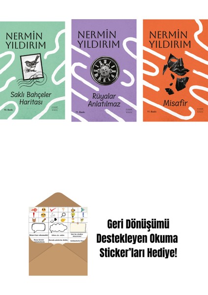 Saklı Bahçeler Haritası (Ciltli) + Rüyalar Anlatılmaz (Ciltli) + Misafir (Ciltli) + Okuma Sticker'ları
