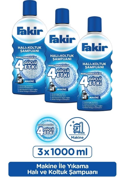 Fakir Halı ve Koltuk Şampuanı Makine 3 x 1 Lt,