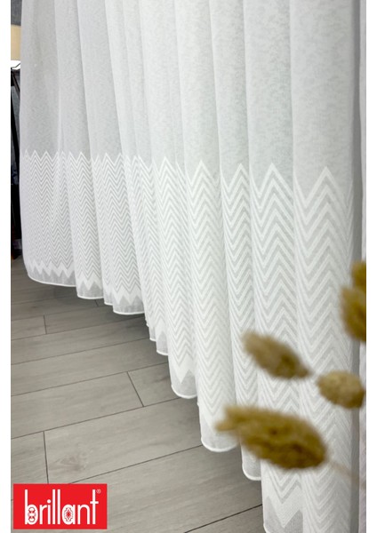 Keten Zigzak 1/3 Sık Pileli Ütü Istemez Kırışmaz Zigzak Desenli Tül Perde