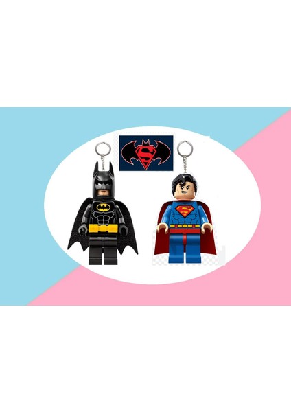 2 Adet Mini Fiğür Anahtarlık Batman S.man Serisi Okul Çantası Süsü