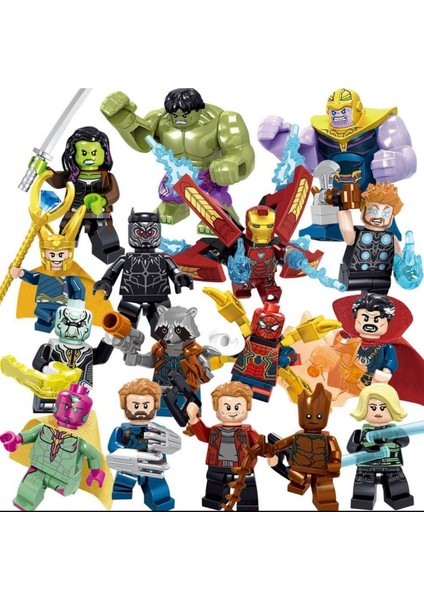 16 Lı Marvel Mini Figür Yapı Taşları Seti Serisi
