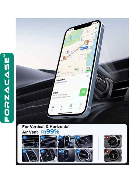 Güçlendirilmiş Mıknatıslı Izgaralıktan Monte Araç Içi Telefon Tutucu - FC1086 fırsatları