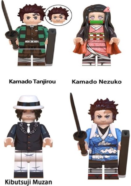 4 Adet Uyumlu Yapı Taşları Anime Street Kimetsu No Yaiba (Demon Slayer) Minifigur