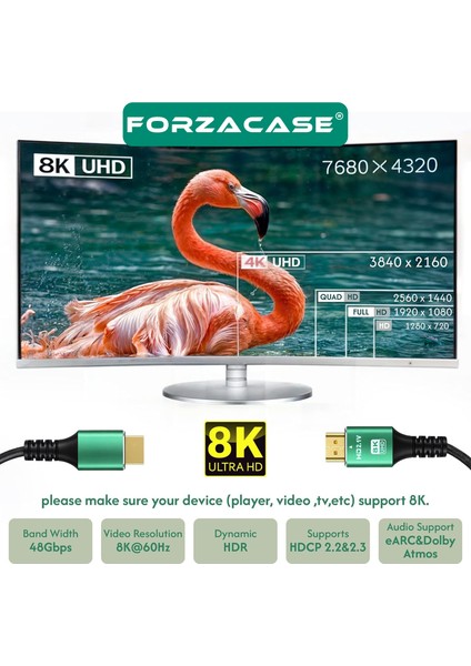 Ultra Hdtv 8k Yüksek Hızlı HDMI Kablosu - 1.5 Metre | Tv Ps5 8k 60Hz, 4K 120Hz - FC1085 modelleri