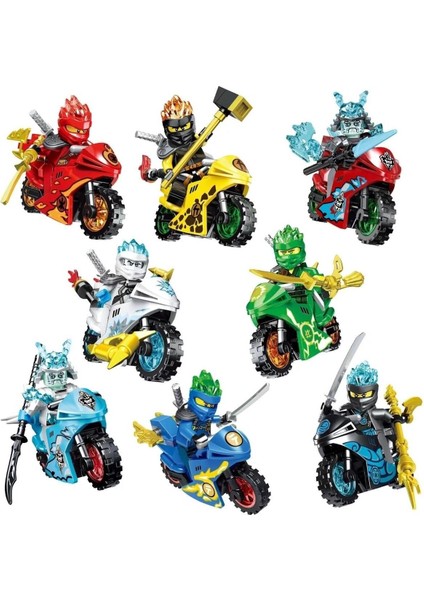 8 Adet Ninjago Motorlu Serisi LEGO Uyumlu Görsel ile Aynıdır