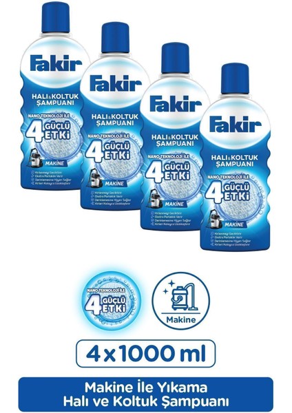 Fakir Makine Klasik Nano Halı ve Koltuk Şampuanı 1000 ml x 4 Adet