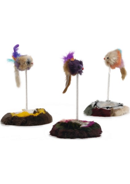 Kedi Oyuncağı, Yaylanabilir Tüylü Fare 8cm, Çeşitli Renklerde, 14,5X14,5X28CM Sptgl