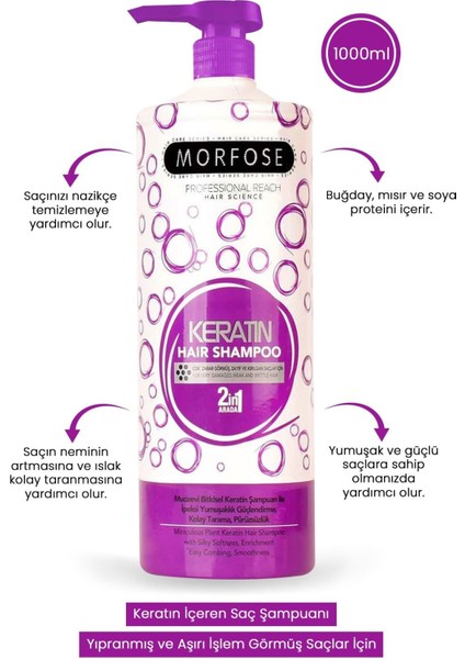 Morfose Keratin Içeren Saç Şampuanı 1000 ml 2 Adet fiyatları