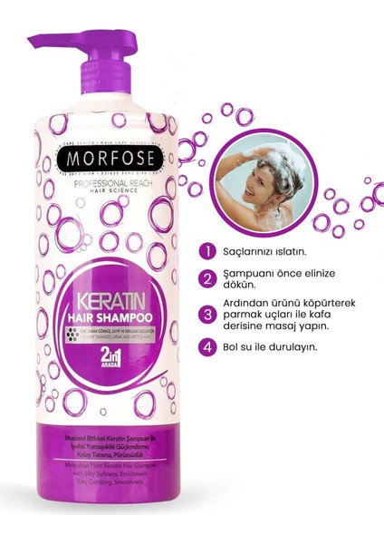 Morfose Keratin Içeren Saç Şampuanı 1000 ml 2 Adet modelleri