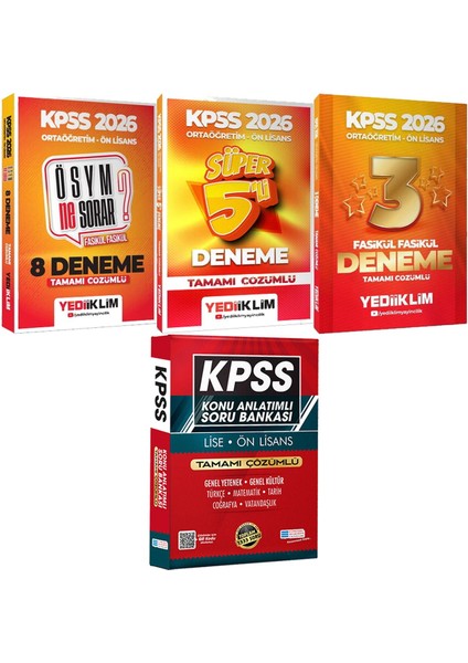 Ösym Ne Sorar 8 Deneme - Süper 5 Deneme - 3 Yıldız Fasikül Deneme - Lise Önlisans Konu Ant. Soru