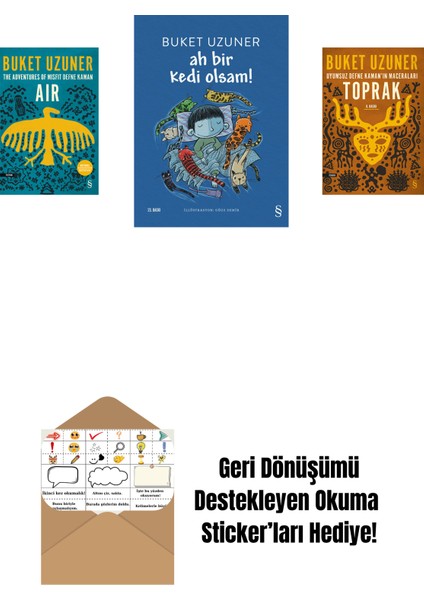 Air - The Adventures Of Misfit Defne Kaman + Ah Bir Kedi Olsam! + Uyumsuz Defne Kaman'ın Maceraları - Toprak + Okuma Sticker'ları