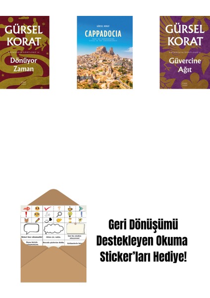Dönüyor Zaman + Cappadocia (Ciltli) + Güvercine Ağıt + Okuma Sticker'ları