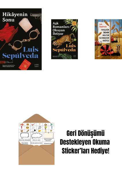 Hikâyenin Sonu + Aşk Romanları Okuyan Ihtiyar + Yavaşlığın Önemini Anlayan Salyangozun Hikayesi + Okuma Sticker'ları