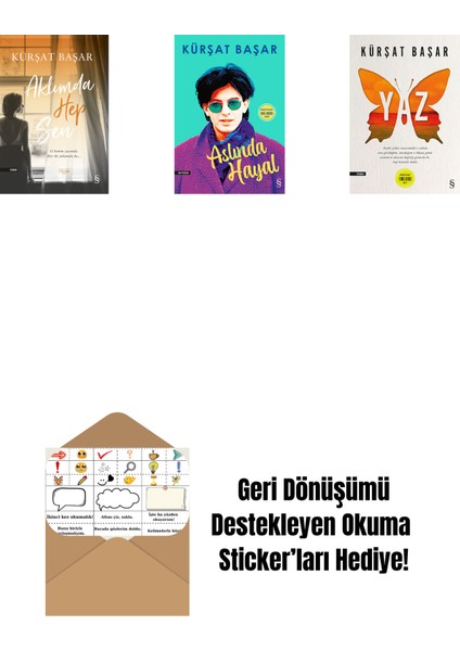 Aklımda Hep Sen + Aslında Hayal + Yaz + Okuma Sticker'ları