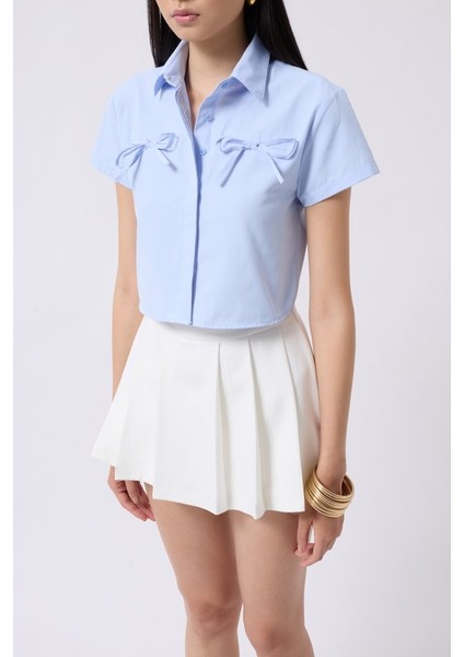 Kurdele Detay Crop Gömlek fırsatları