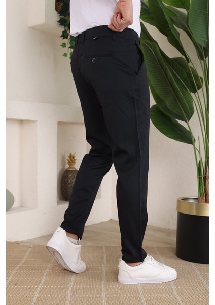 Erkek Casual Slim Fit Cord Desenli Kumaş Pantolon