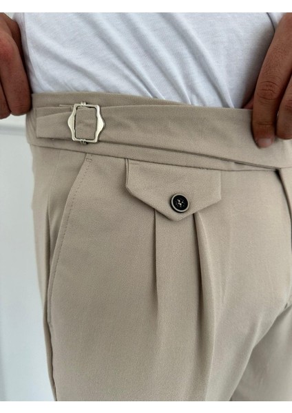 Erkek Bel Toka Detaylı Pileli Old Money Pantolon modelleri