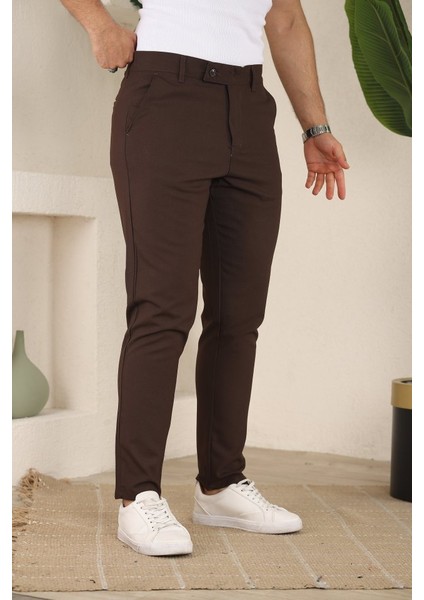 Erkek Slim Fit Likralı Bilek Boy Dilli Kumaş Pantolon