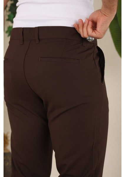 Erkek Slim Fit Likralı Bilek Boy Dilli Kumaş Pantolon