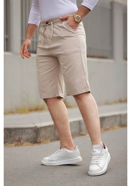 Erkek Beli Bağcıklı ve Düğmeli Bezayağı Kumaş Şort fiyatları