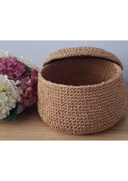 Kapaklı Hasır Sepet Kağıt Iplik Dekoratif Sepet fiyatları