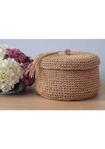 Kapaklı Hasır Sepet Kağıt Iplik Dekoratif Sepet modelleri