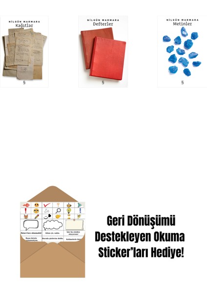 Kağıtlar + Defterler + Metinler + Okuma Sticker'ları