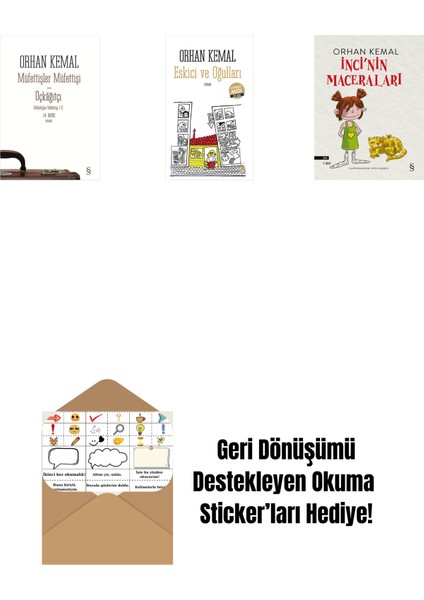 Müfettişler Müfettişi - Üçkâğıtçı (2 Kitap Bir Arada) + Eskici ve Oğulları (Midi Boy) + Inci'nin Maceraları + Okuma Sticker'ları