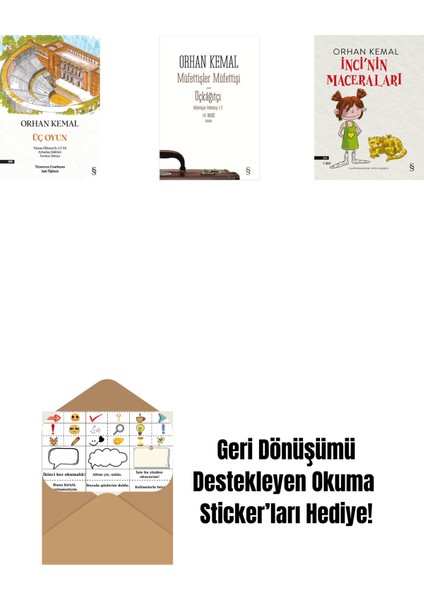 Üç Oyun + Müfettişler Müfettişi - Üçkâğıtçı (2 Kitap Bir Arada) + Inci'nin Maceraları + Okuma Sticker'ları