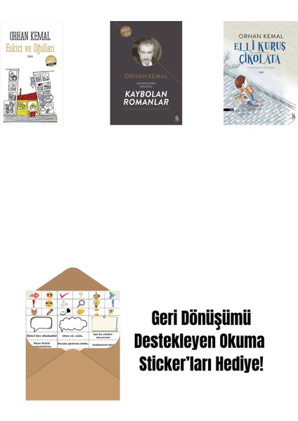 Eskici ve Oğulları (Midi Boy) + Kaybolan Romanlar + Elli Kuruş Çikolata + Okuma Sticker'ları