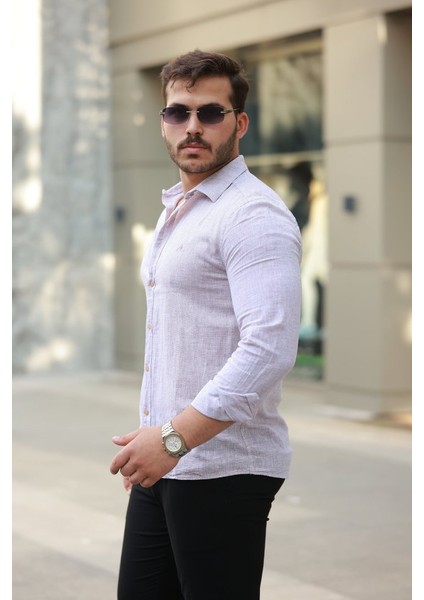 Erkek Pamuklu Keten Gömlek